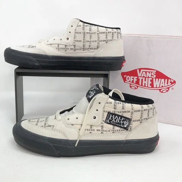 Vans x Supreme Half Cab Pro ‘92 Men’s Off White Black Skateboard Shoes - Size 8 - Picture 3 of 16